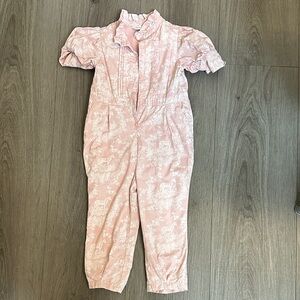 Janie and Jack Dusty Pink Floral Ruffle Jumpsuit